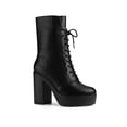 thumbnail image 1 of Unique Bargains Women's Lace Up Platform Chunky Heels Combat Boots, 1 of 7