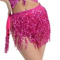 thumbnail image 3 of QATAINLAV Women's Sequin Tassel Skirt Wrap Belly Dance Sparkling Skirts Fringe Hip Scarf for Festival Wedding Party, Hot Pink,, 3 of 5