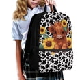 thumbnail image 3 of Binienty Highland Cow Sunflower Print School Backpack for Kids 6-14 Elementary Students 17 Inch Adjustable Straps Multiple Front Pockets Large Capacity Casual Travel Daypack, 3 of 6