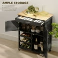 thumbnail image 4 of HOMCOM Kitchen Island on Wheels with Drawer, 9-bottle Wine Rack, Black, 4 of 10