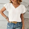 thumbnail image 2 of Womens Summer Tops 2026 Plus Size Fashion Spring And Solid Color Chiffon Shirt Loose V-neck Pullover Short Sleeved, 2 of 6