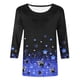 thumbnail image 4 of Camisetas de Manga Larga de las Mujeres Imprimir 3/4 Manga Cuello Redondo Blusa, Camiseta Casual para la Primavera Y el Verano, 4 of 5