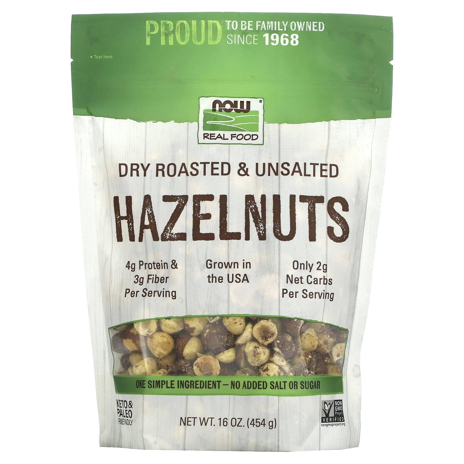 NOW Foods Hazelnuts Dry Roasted & Unsalted 16 oz.