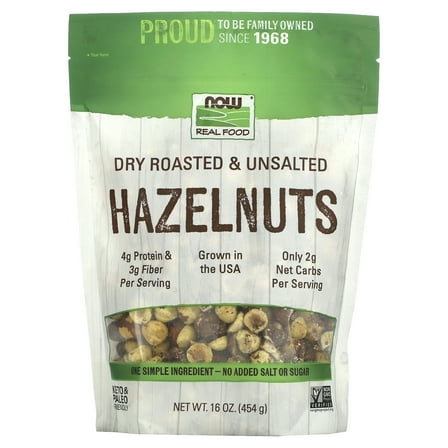 Now Foods Dry Roasted & Unsalted Hazelnuts 16 oz Bag