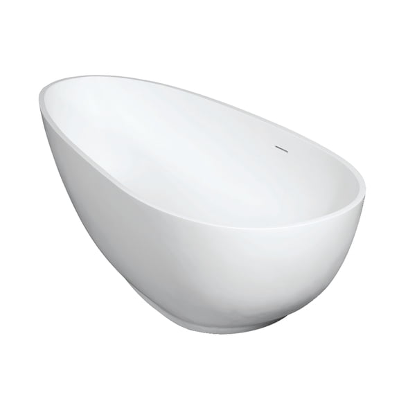 Kingston Brass VRTOV683321 67-Inch Solid Surface Egg Shaped Double Ended Freestanding Tub with Drain in Glossy White/Matte White