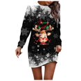 thumbnail image 1 of Wyzesi Robes pour Femmes Automne Soirée Rendez-Vous Robe Chandail de Noël Imprimée Col Rond Manches Longues Ample Sans Capuche Robe Décontractée Robes pour Femmes Formelles Manches Longues, 1 of 5
