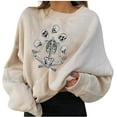 thumbnail image 1 of Chandails en Molleton d'Halloween pour Femmes Imprimé Squelette de Citrouille Surdimensionné Automne Chaud Doux Manches Longues Col Rond Pull Tops, 1 of 7