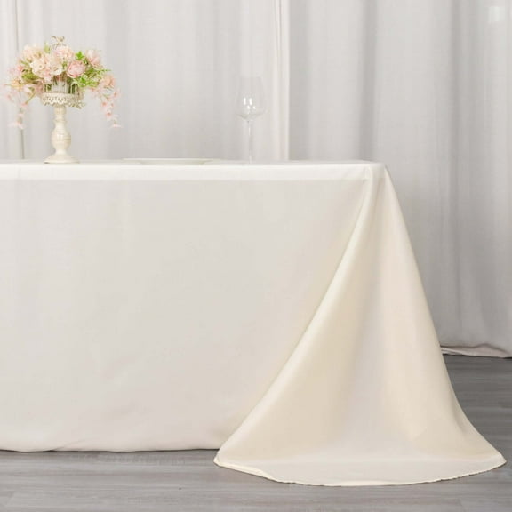 Efavormart 90x132" IVORY Wholesale Rectangle Polyester Round Corner Tablecloth Linen Wedding Party Restaurant Tablecloth