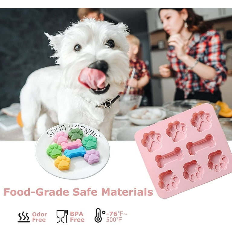 Puppy Dog Treat Mold Silicone, Cute Paw & Bone Shaped 2 in 1, Thick and  Easy to Clean, for Making Ice Cube, Chocolate, Candy, Jelly, Gummy, Cake