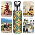 thumbnail image 7 of Yayeee 20oz Insulated Water Bottle Double Wall Stainless Steel with Flip Straw Lid, Geometric Patterns, 7 of 7