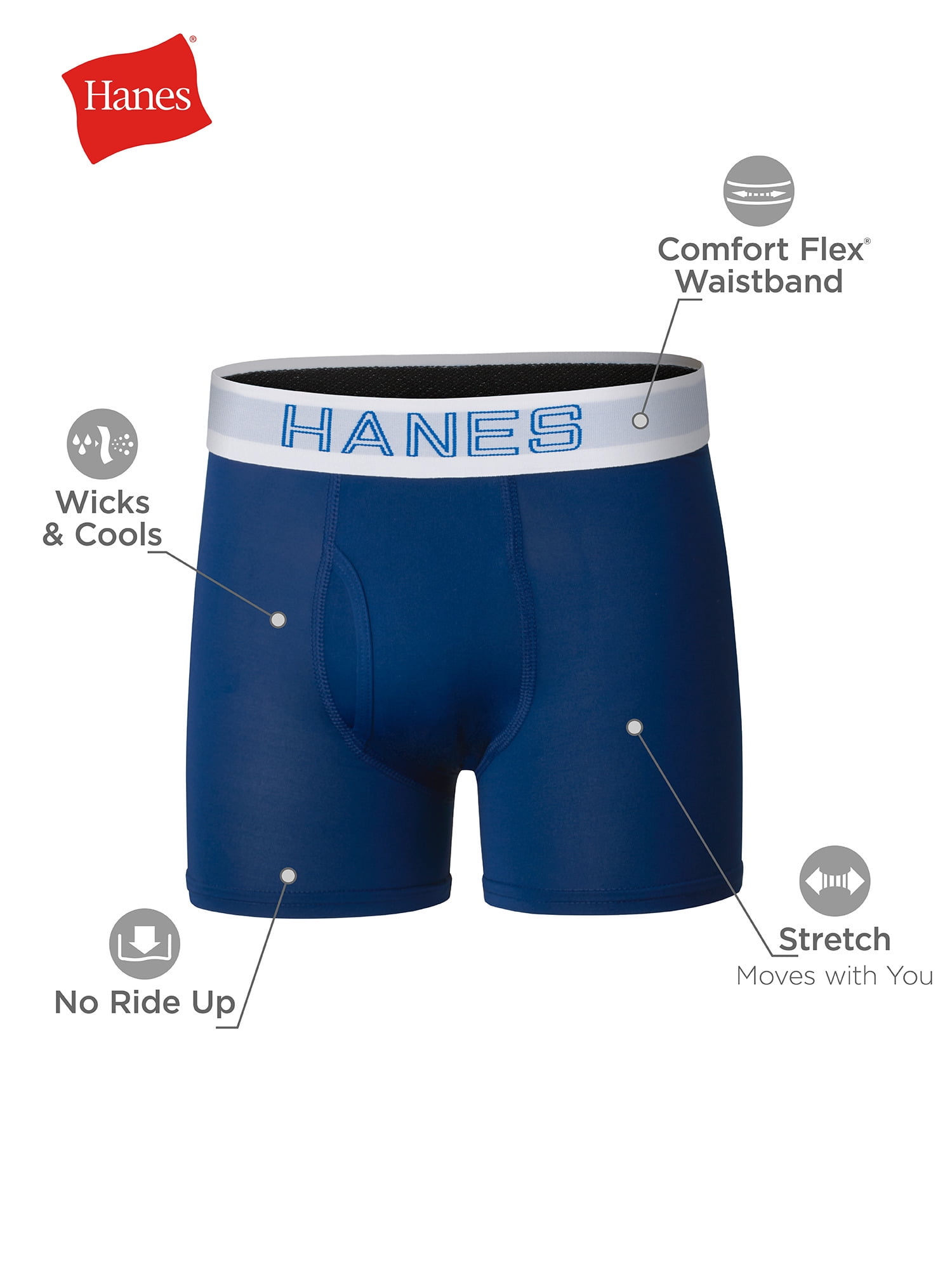 Hanes Boys' X-Temp Stretch Boxer Brief Underwear, 5-Pack, Sizes S-XXL