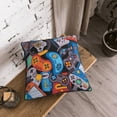 thumbnail image 3 of DouZhe Velvet Decorative Throw Pillow Covers Set of 2, Soft Square Cushion Cover with Invisible Zipper Vintage Video Game Controller Printing, 18"x18", 3 of 7