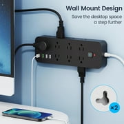 Power Strip Surge Protector, Meromore Flat Plug Extension Cord 10FT with 13 Outlets 4 USB Charger, 1875J Protection Multiple Outlets Charging Station for Home, Office, College Dorm Room