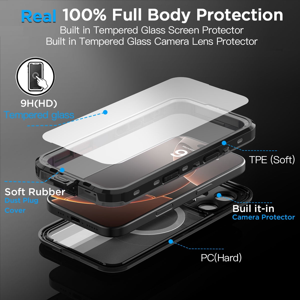 AICase IP68 Waterproof Case For iPhone 16 Pro Max/iPhone 16/iPhone 16 Plus/iPhone 16 MagSafe Cover Shockproof Built-in Screen Protector