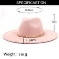 thumbnail image 3 of Sombrero de Fedora hat2022, cadena de mismo Color, borde grande, parte superior de corazón, 9,5 cm, dobladillo, moda, Unisex, sombrero de Jazz de gamuza, 3 of 4