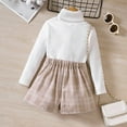 thumbnail image 4 of Durtebeua Toddler Girl Clothes Puff Sleeve Tops Plaid Mini Skirts 2Pcs Outfits Set 3-4 Years, 4 of 4