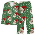 thumbnail image 2 of Puntoco Conjunto de pijama cómodo para mujer, conjunto de pijama informal de manga larga con solapa y estampado navideño a la moda para mujer, conjunto de pijama informal con parte superior y pant, 2 of 5