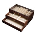 thumbnail image 2 of Joyero Bandeja para joyas Tocador de 3 capas Gran capacidad Revestimiento suave Madera Estilo B, 2 of 8