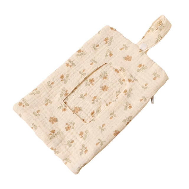Sac Distributeur Matelassé Floral pour Lingettes pour Bébé - Pochette à Couches Portable avec Lanière pour Poussette, Sac pour Maman - Porte-Lingettes Humides Réutilisable et Rechargeable pour Voyage, Randonnée