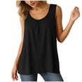 thumbnail image 3 of Craaazy Women's Loose Fit Solid Color Sleeveless Crew Neck Pleated Tank Top Soft Comfy Blouse for Daily Wear, 3 of 9