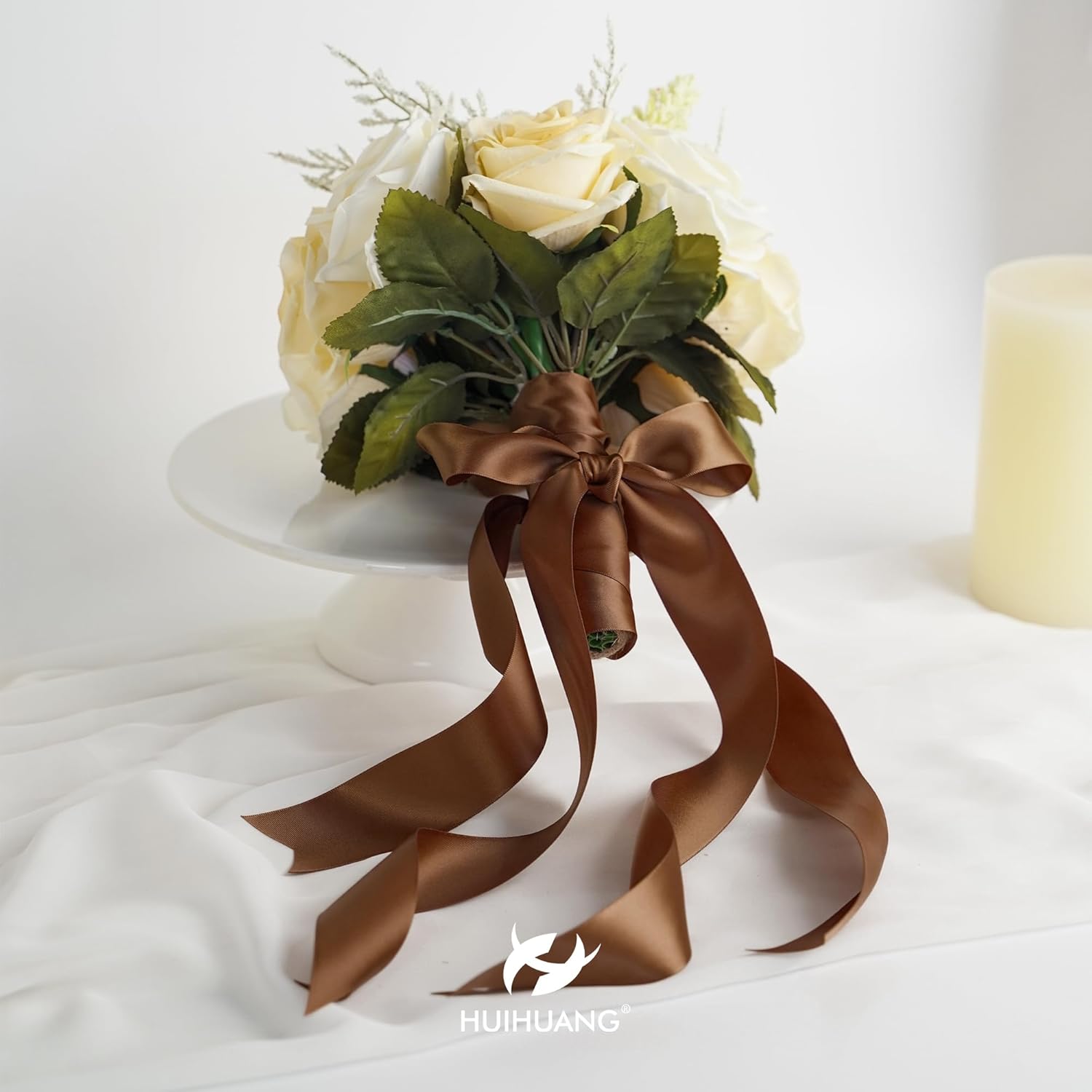 Brown Satin Ribbon 1-1/2 inch x 50 Yards Dark Brown Double-Faced Satin Ribbon for Gift Wrapping, DIY Crafts, Holiday Decor, Christmas Wedding Party Decor, Bows, Flower Bouquet