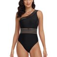 thumbnail image 1 of Faithtur Bikini pour Femmes, Maillot de Bain une Épaule Sans Manches Transparent Patchwork Été, 1 of 9