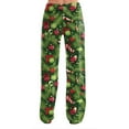 thumbnail image 4 of SAATLERI Christmas Pajamas Pants Women Santa Print Loose Soft Lounge Pants Wide Leg Drawstring Holiday Comfy Pj Bottom with Pockets, 4 of 7