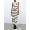 thumbnail image 5 of Michellecmm Women's Summer Knit Tank Dress Stripe Print Sleeveless Round Neck Slim Long Dress, 5 of 9