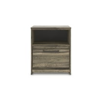 Signature Design by Ashley Jusika One Drawer Nightstand with USB Charging, Brown