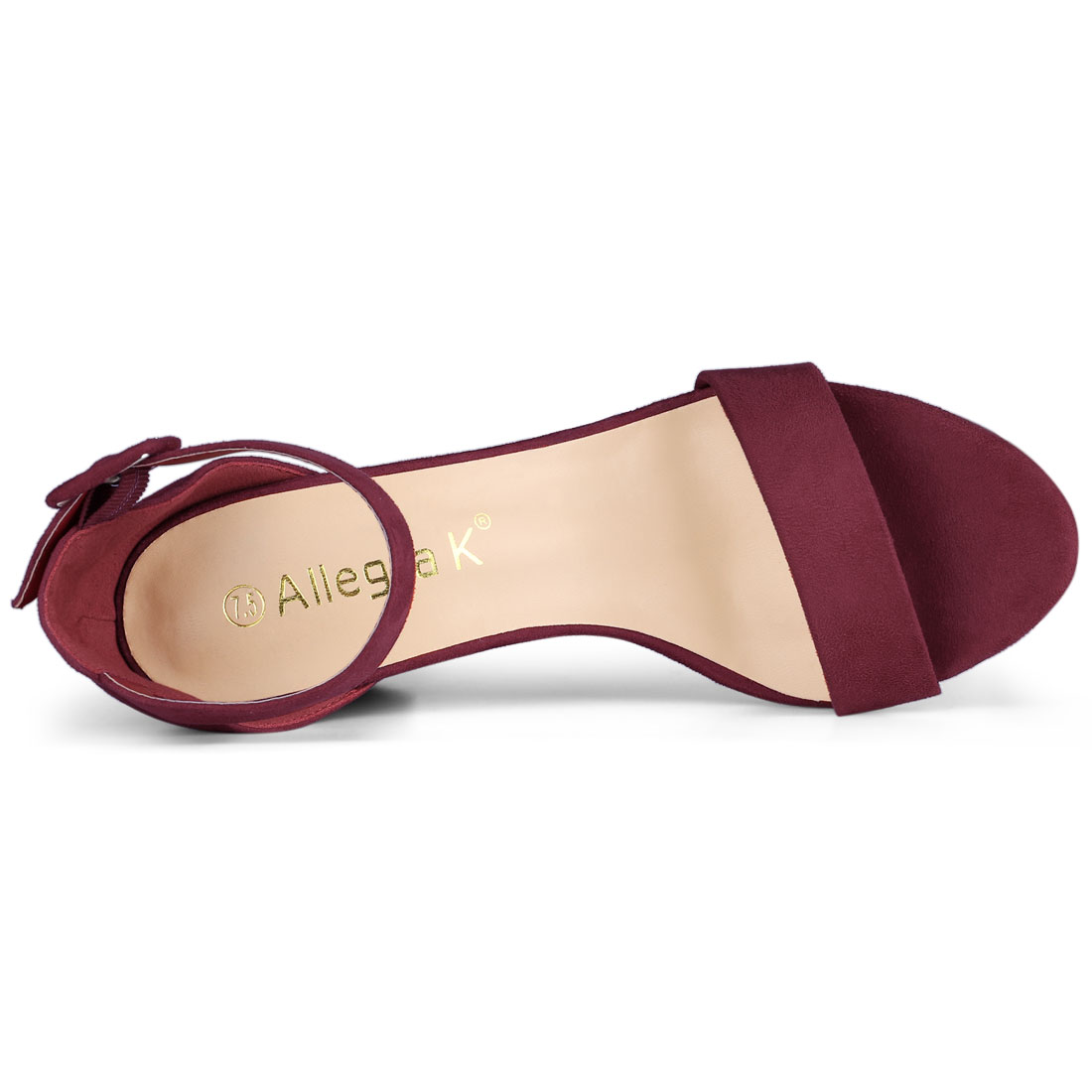 Unique Bargains Women's Chunky High Heel Ankle Strap Sandals 2 Packs Burgundy Black 9