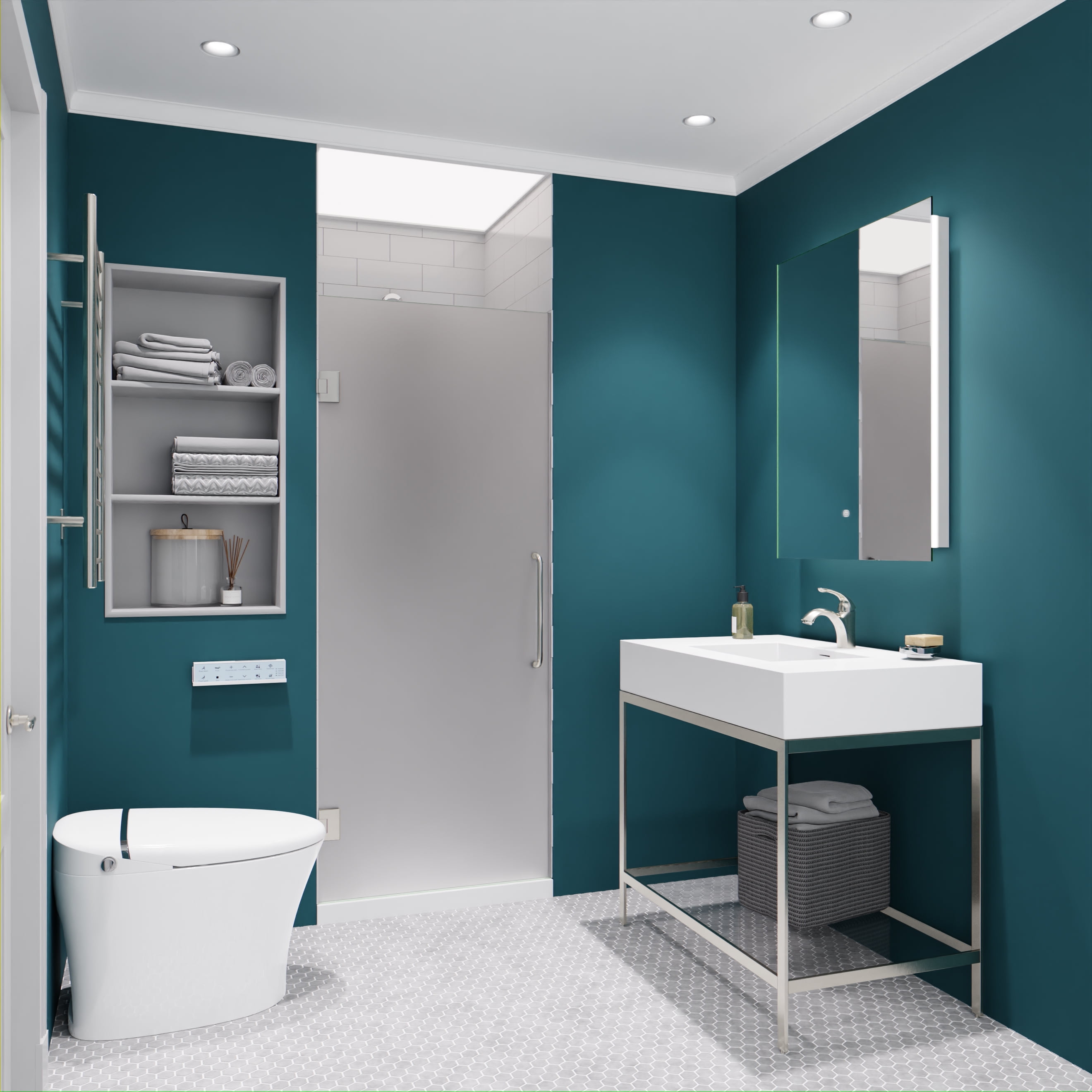 72" H x 24" W Hinged Frameless Shower Door Brushed Nickel w/ Frosted Glass