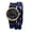 Blue, variant on Analog Quartz Leather Strap Watch for Women:Halloween Retro Motorcycle Watch with Round Dial Digital Concept Scale Double Wrap Strap for Women