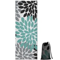Simple Petal Shaped Geometric Floral Pattern Hot Yoga Mat Towel Non Slip for Hot Yoga - Quick-Drying Yoga Mat Cover with 4 Corner Pockets with Travel Bag - Hot Yoga Towel Non Slip 74"x26"