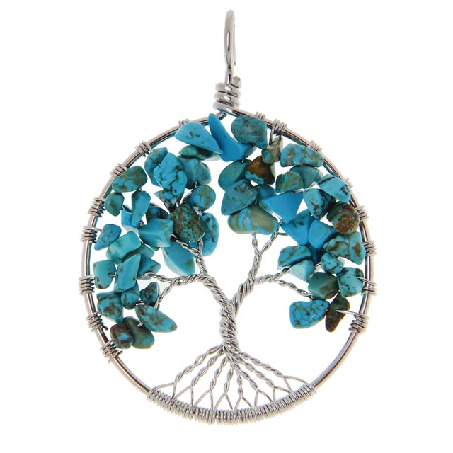 Joyería de moda Vintage alambre de cobre colgante árbol de la vida forma verde turquesa Turquesa verde Yuyangstore colgante de alambre árbol de la vida