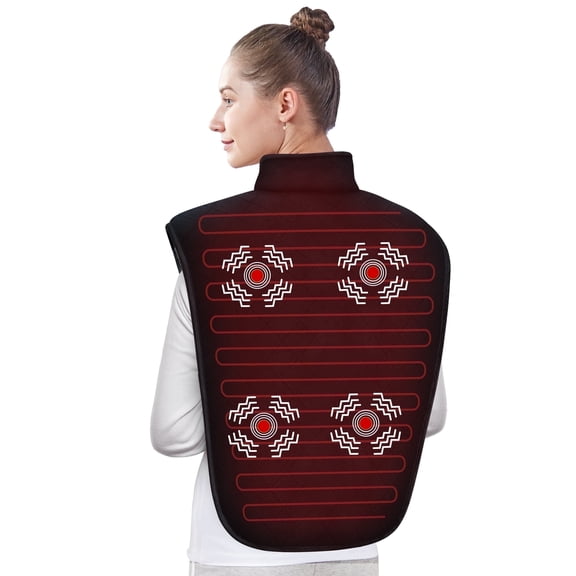 Snailax Heating Pad for Back Pain Relief, Electric Vibrating for Shoulders & Black Auto Shut-off