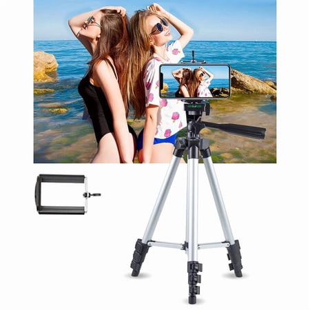 Live Broadcast Tripod 4-Section Folding Legs Aluminum Alloy Tripod Mount with U-Shape Tripod Head