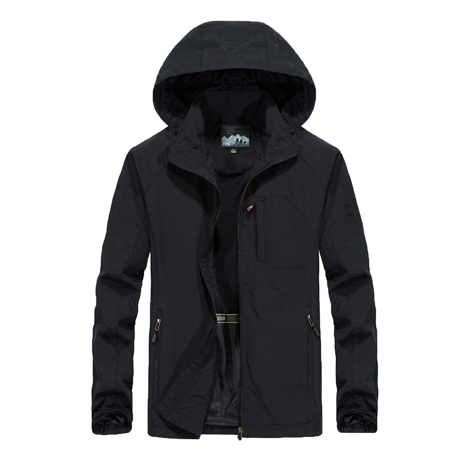 Jovati Windproof Jacket Men Men Fashion Zipper Casual Windproof Waterproof Loose Outwear Jacket Coat Black