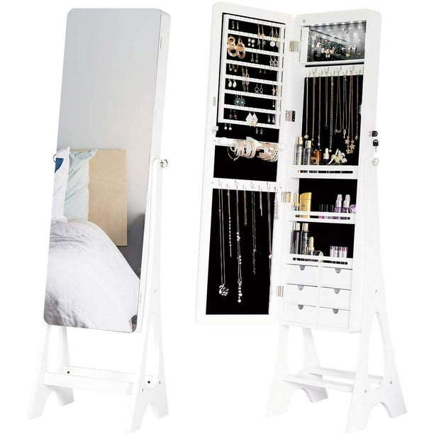 Erommy Led Jewelry Organizer, Jewellery Storage Cabinet With Full Length Mirror