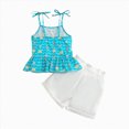 thumbnail image 4 of TOWED22 Baby Toddler Girl 2 Piece Cute Summer Sets Sleeveless Tank Shirts and Shorts Adorable Outfits Cotton Casual Clothing(Light Blue,2-3 Y), 4 of 8