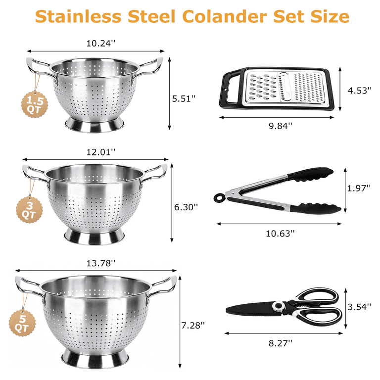 TAIMASI 3-Piece Stainless Steel Colander Set photo 2