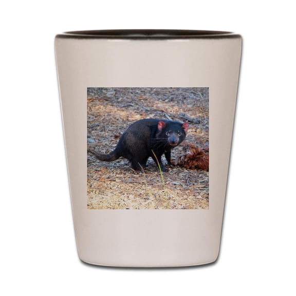 CafePress - Hungry Tasmanian Devil - White/Black Shot Glass, Unique and Funny Shot Glass