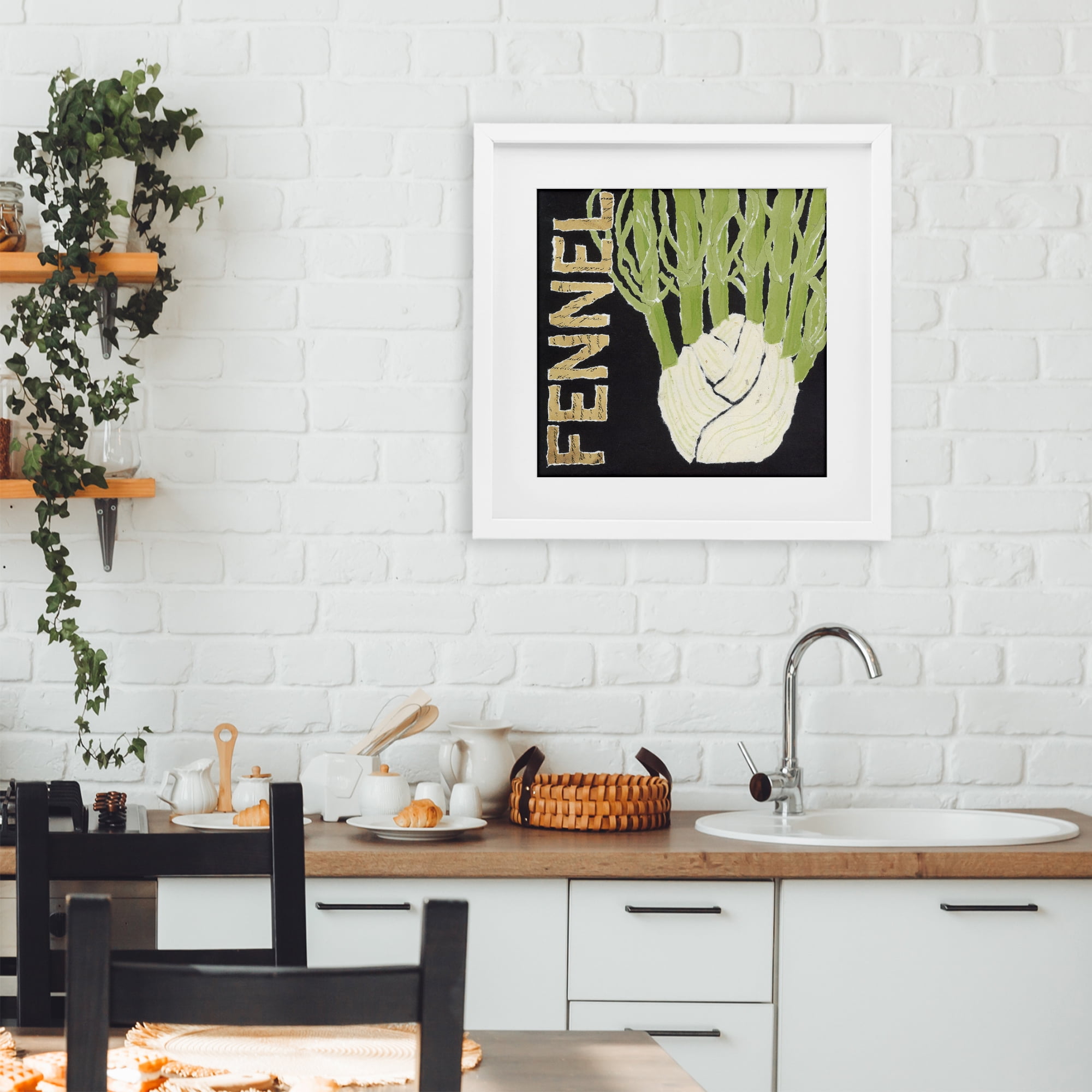 Stupell Industries Fennel Root Vegetable White Framed Print Under Glass, design by Nancy Overton