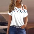 thumbnail image 2 of SELONE Fourth of July Print Cute Shirts for Women Star Pullover One Shoulder Short Sleeve Tops Patriotic Graphic Clothes, 2 of 4