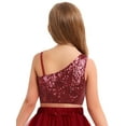 thumbnail image 2 of inlzdz Kids Girls Sparkly Sequin Off The Shoulder Sleeveless Tops for Birthday School Show Burgundy 14, 2 of 7