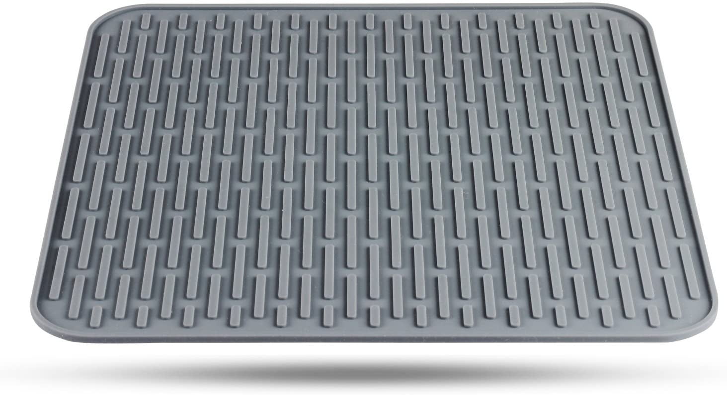 Orblue Silicone Dish Drying Mat Gray Kitchen Countertop Drain Mat