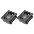thumbnail image 1 of Unique Bargains C8-8 Panel Mount Plug Adapter AC 250V 2.5A 2 Pins 2mm Buckle IEC Inlet Plug Power Socket w 4P ON-OFF Switch 2pcs, 1 of 4