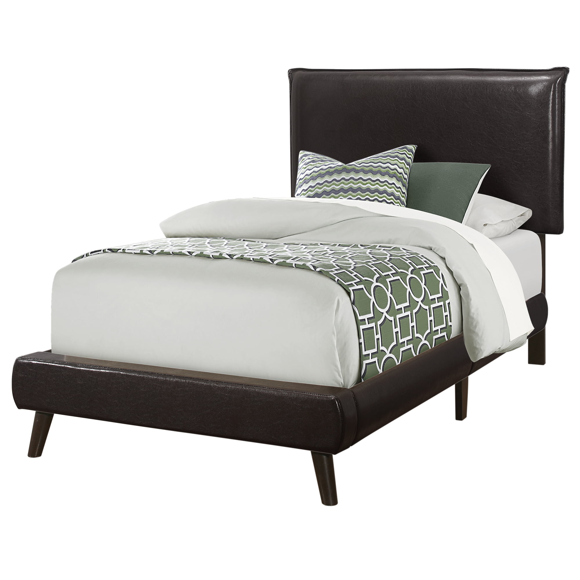 82.75" Matte Brown Contemporary Rectangular Bed Frame - Twin Size