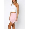 thumbnail image 4 of Women Low Rise Lace Y2k Pleated Ruffle Short Skirt Flowy Asymmetrical Underskirt Fairy Half Slip Skirts Pink M, 4 of 5