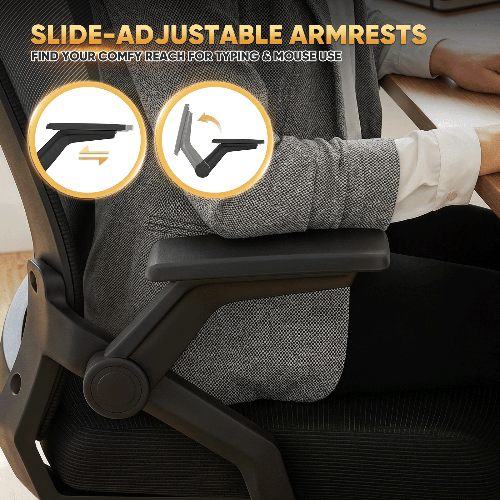 Magshion Ergonomic Mesh Office Chair with Flip-Up Armrests, Adjustable Height & Reclining High Back, Black