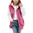 thumbnail image 4 of Goodw7 Girls Hooded Sleeveless Fleece Vest, Zip Up Flannel Waistcoat with Pockets, Warm Soft Outerwear for Fall Evenings and Nights, 4 of 5